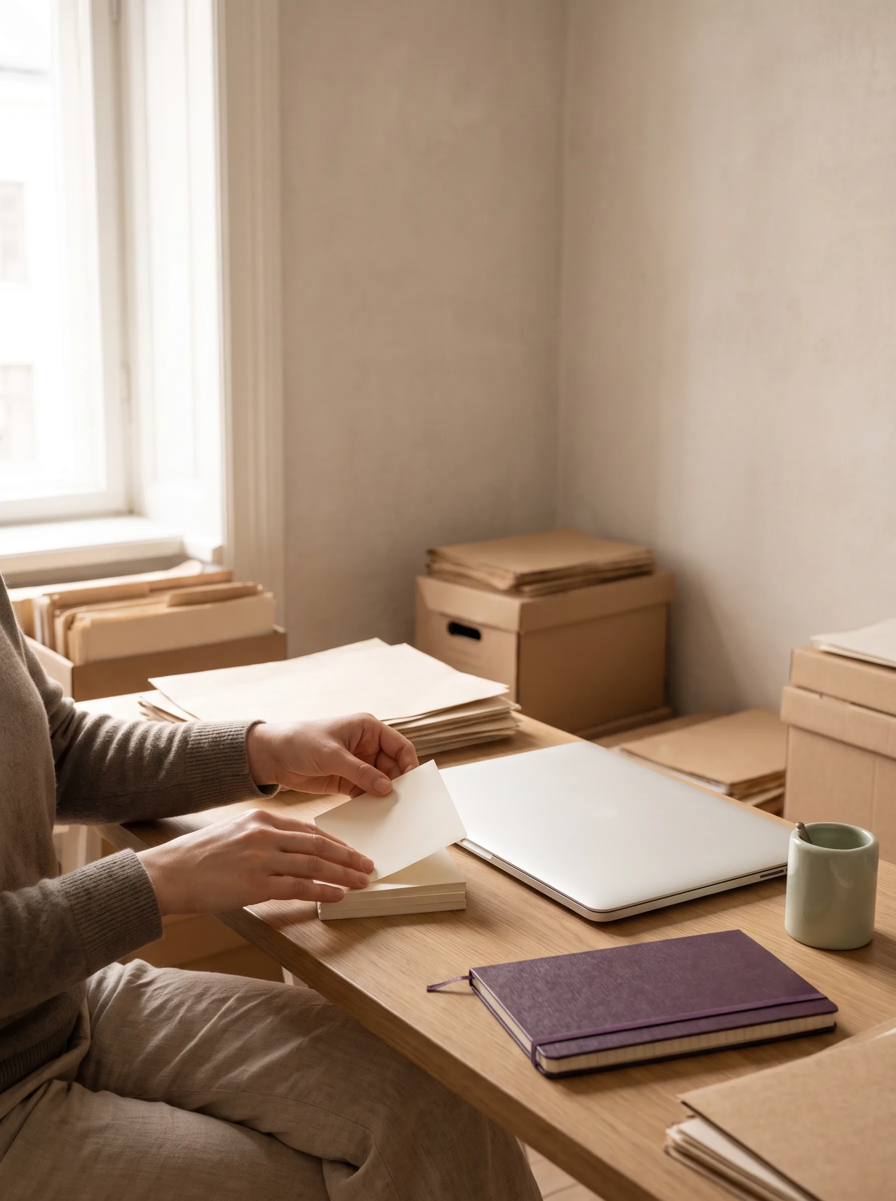 Hands reviewing papers at a desk